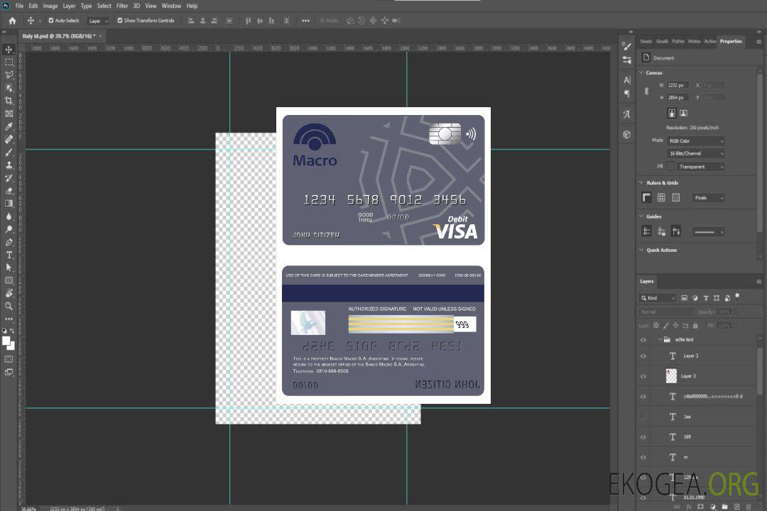 Carte visa bancaire Argentine Banco Macro S.A. template Carte visa bancaire Argentine Banco Macro S.A. template